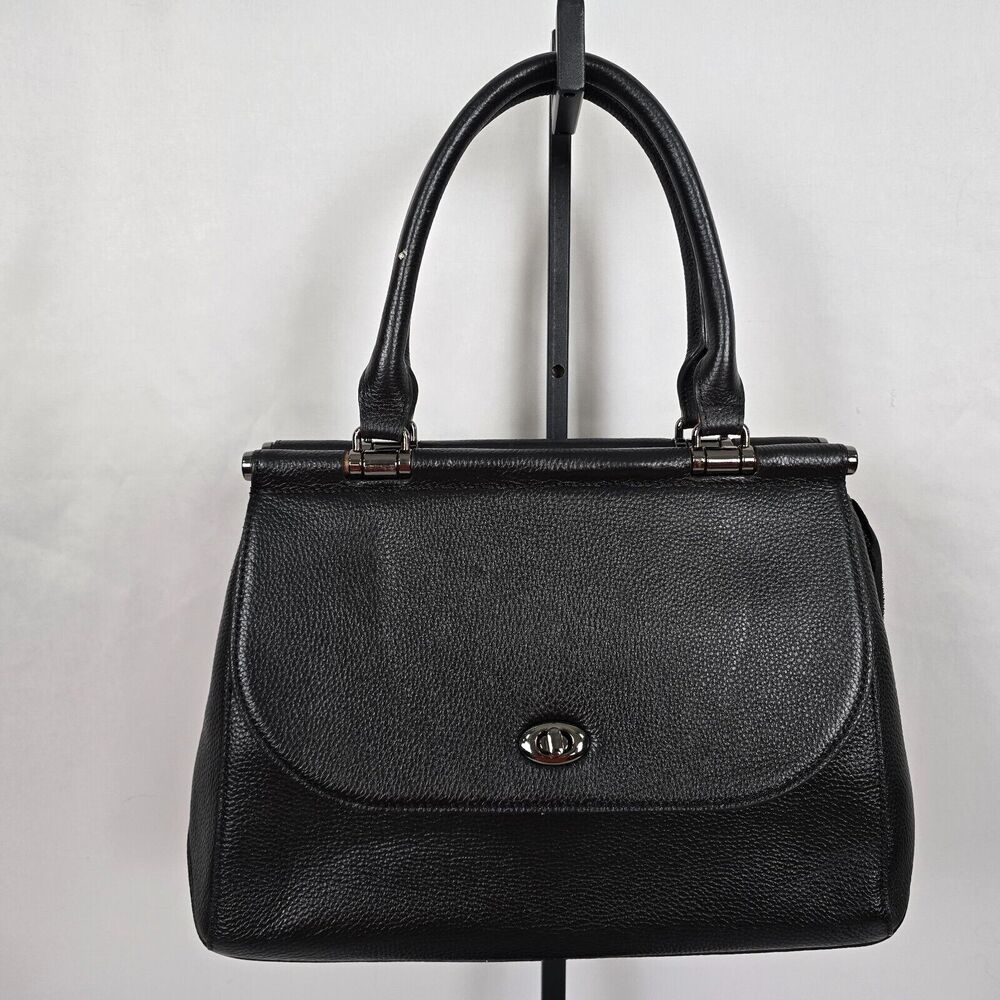 Giorgio Ferretti Satchel Black Italian Leather Double Handle 15" x 10" x 4"